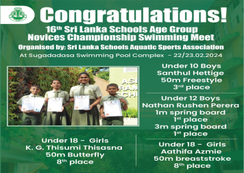 16th Sri Lanka schools Age Group Novices Championship Swimming Meet - 2024