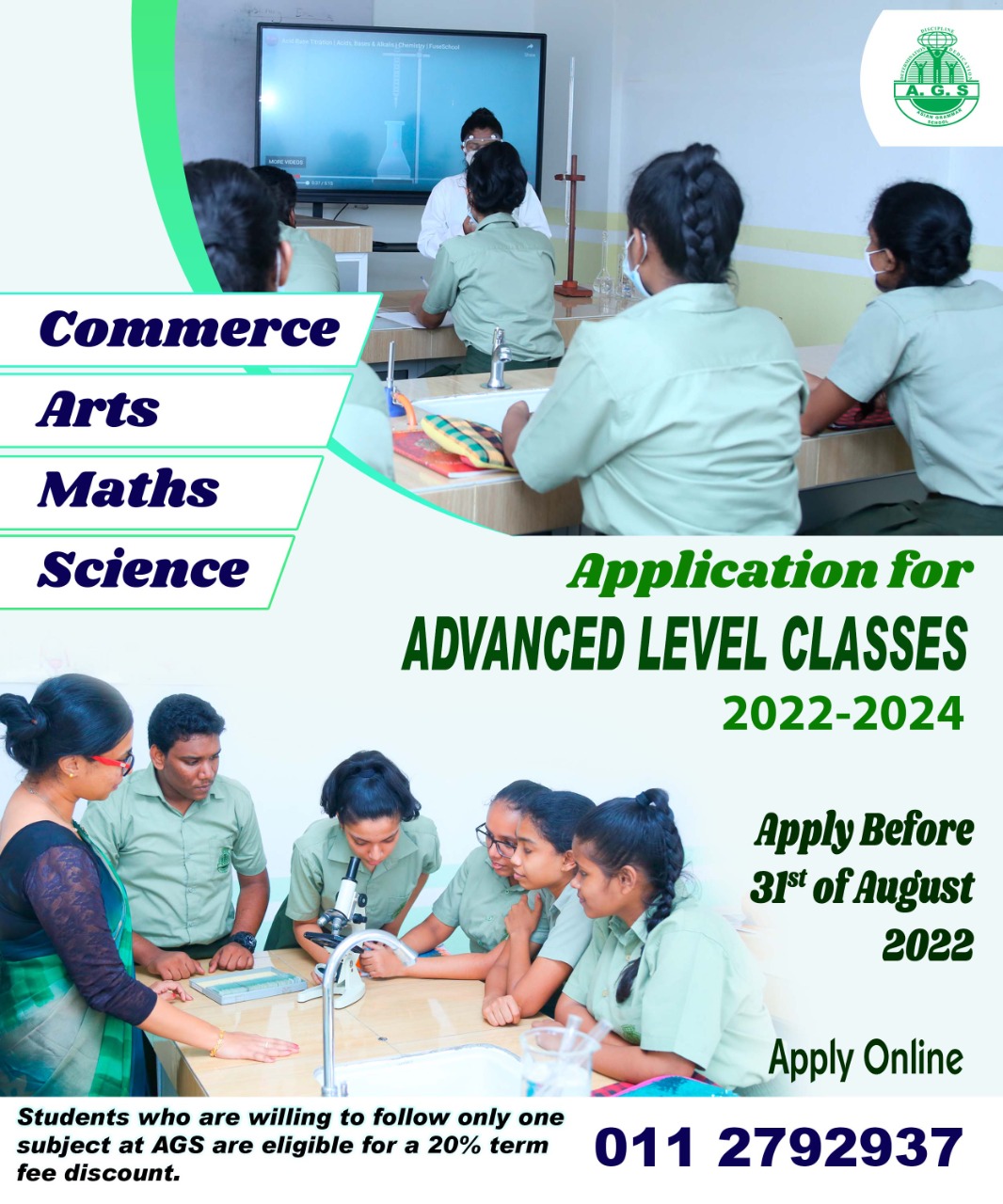 Application for Advanced Level Classes 2022 – 2024
