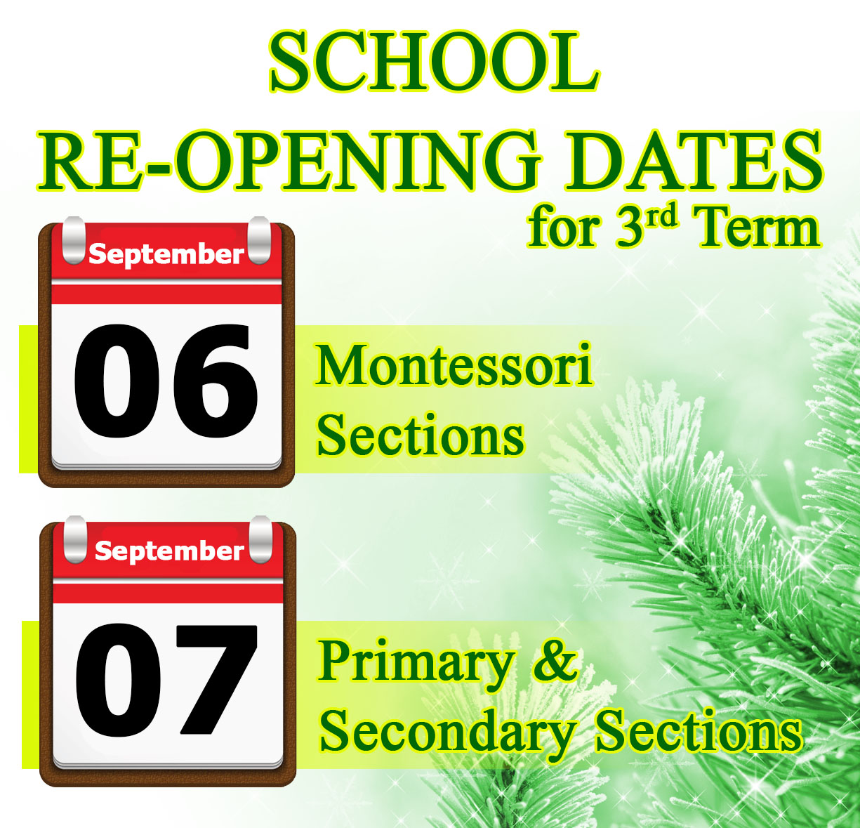 school reopening for 2017 3rd term