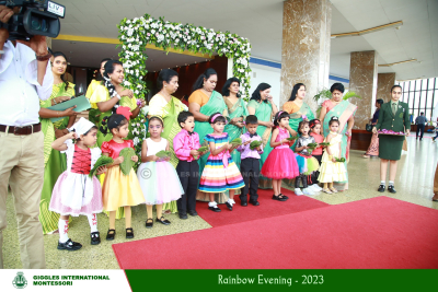 Capturing the vibrant hues of the Rainbow Evening of Giggles International Montessori!