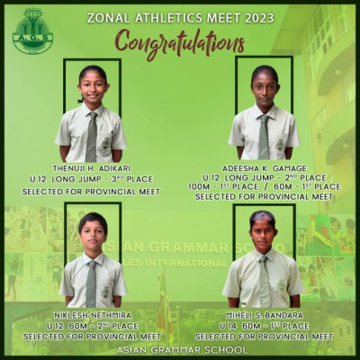 Congratulations to our athletes for obtaining places at the Zonal Athletic Meet 2023