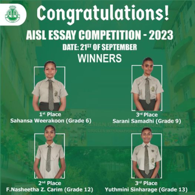 Congratulations to the winners of the AISL essay competition